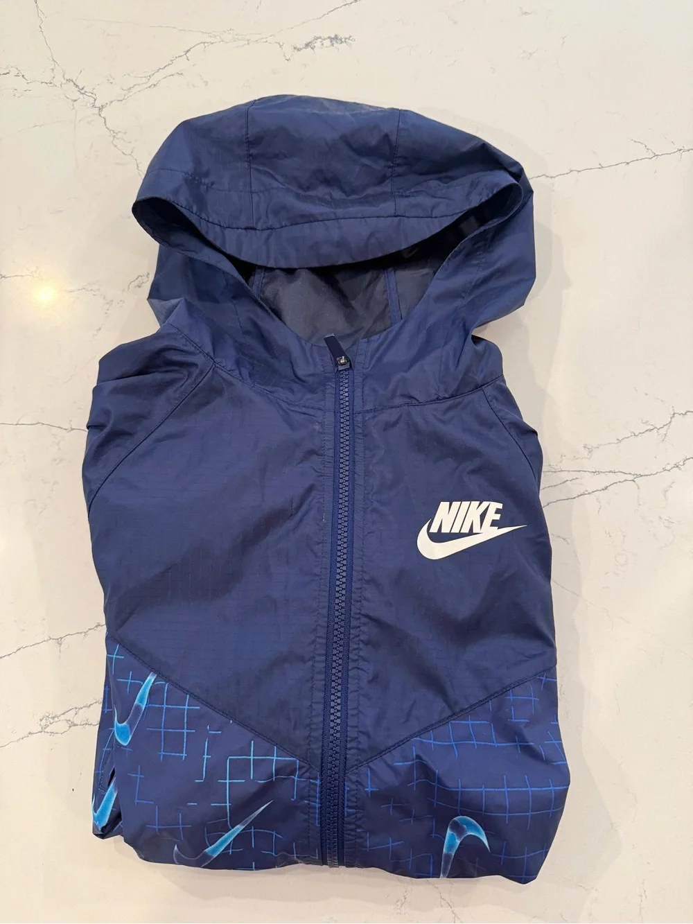 Nike Navy Windbreaker Jacket with White Swoosh Tag